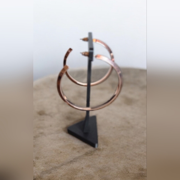 Rose Gold 2" Hoop Earrings, NIP - Picture 4 of 7